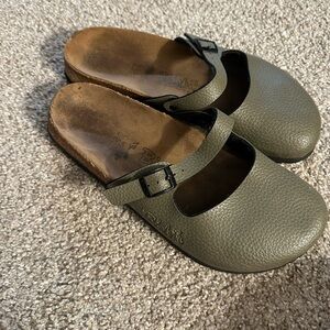 Olive Green Mary Jane Clogs